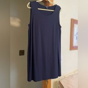 Eileen Fisher navy sleeveless dress with overlay